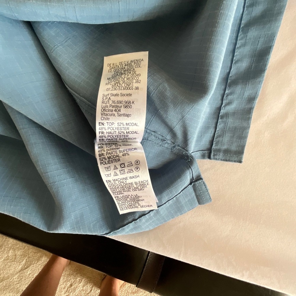 Quiksilver Waterman Collection Blue Short Sleeve Button Down Shirt Men's - Picture 5 of 6